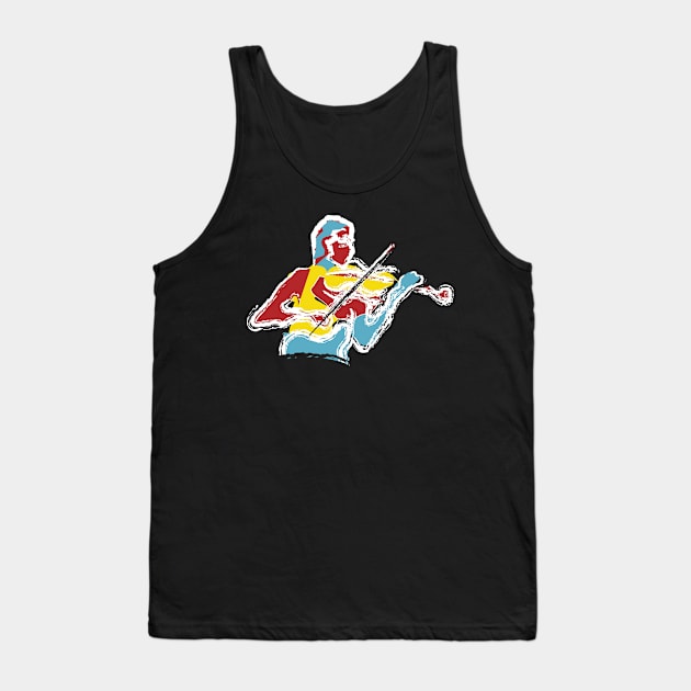 The Violin Player Brush Stroke Style Tank Top by jazzworldquest